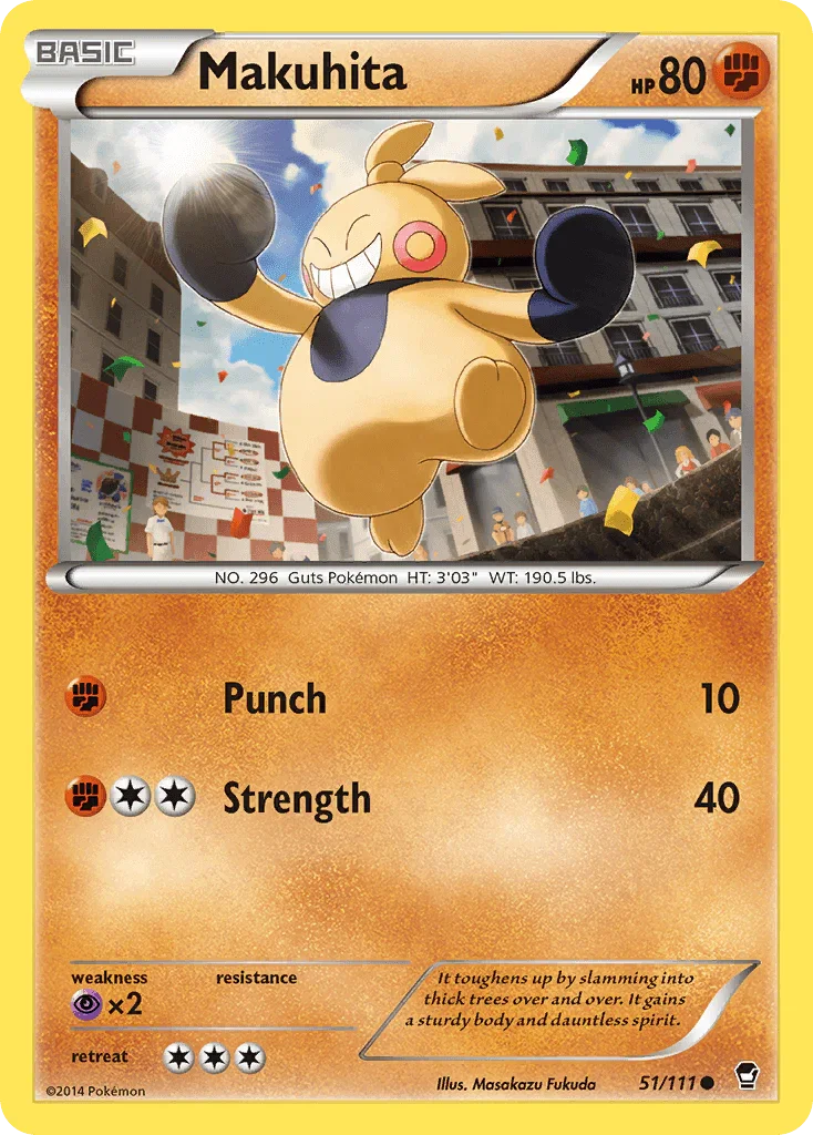 51, Common, Fighting, Normal, Psychic[×2], Reverse Holofoil, XY: Furious Fists Makuhita (51/111) [XY: Furious Fists] - Trading Card World