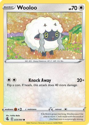 222, Colorless, Common, Fighting [x2], Holofoil, Sword & Shield: Fusion Strike Wooloo (222/264) (Cosmos Holo) [Sword & Shield: Fusion Strike] - Trading Card World