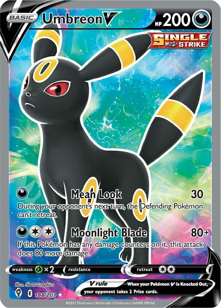 188, Darkness, Grass [x2], Holofoil, Sword & Shield: Evolving Skies, Ultra Rare Umbreon V (188/203) [Sword & Shield: Evolving Skies] - Trading Card World