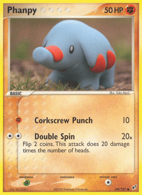69, Common, EX: Deoxys, Fighting, Grass[×2], Normal Phanpy (69/107) [EX: Deoxys] - Trading Card World