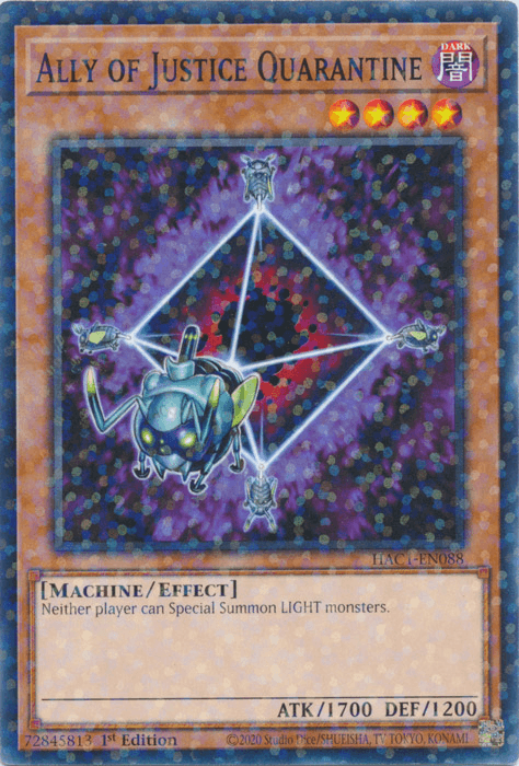 1st Edition, Common, Dark, Effect Monster, Hidden Arsenal: Chapter 1, Machine Ally of Justice Quarantine (Duel Terminal) [HAC1-EN088] Common - Trading Card World