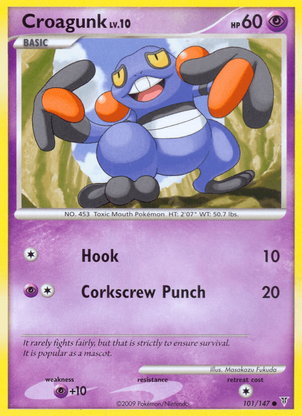 Common, Normal, Platinum: Supreme Victors, Psychic, Psychic[+10], Reverse Holofoil Croagunk (101/147) [Platinum: Supreme Victors] - Trading Card World