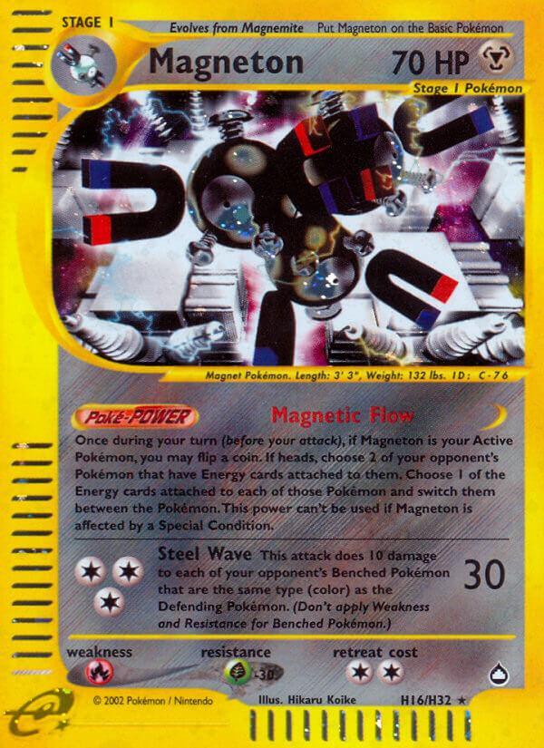 Aquapolis, Fire[×2], Grass[-30], H16, Holofoil, Metal, Rare Magneton (H16/H32) [Aquapolis] - Trading Card World
