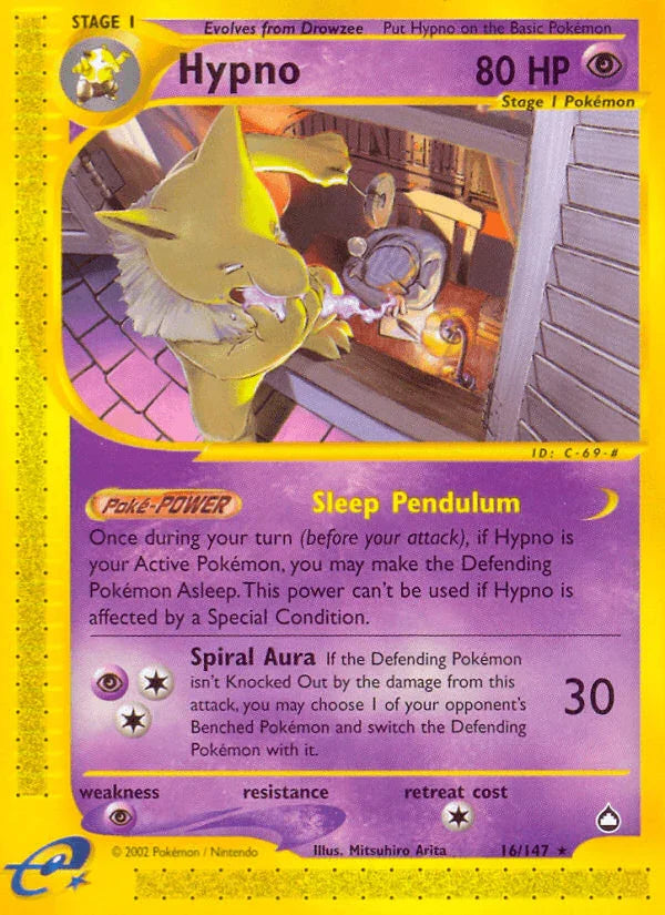 16, Aquapolis, Normal, Psychic, Psychic[×2], Rare, Reverse Holofoil Hypno (16/147) [Aquapolis] - Trading Card World