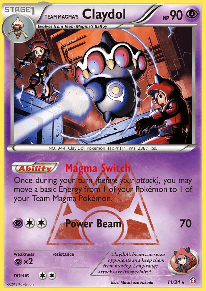 11, Holo Rare, Holofoil, Psychic, Psychic[×2], Reverse Holofoil, XY: Double Crisis Team Magma's Claydol (11/34) [XY: Double Crisis] - Trading Card World