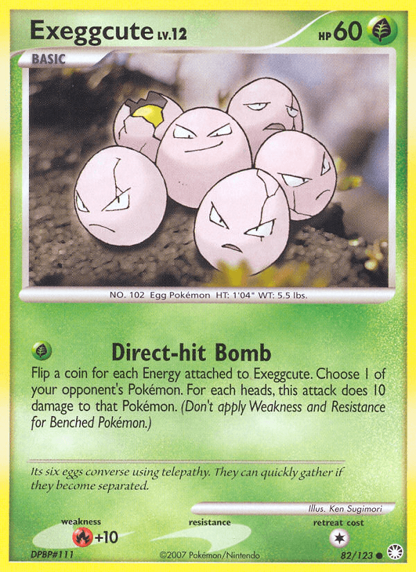 82, Common, Diamond & Pearl: Mysterious Treasures, Fire[+10], Grass, Normal, Reverse Holofoil Exeggcute (82/123) [Diamond & Pearl: Mysterious Treasures] - Trading Card World