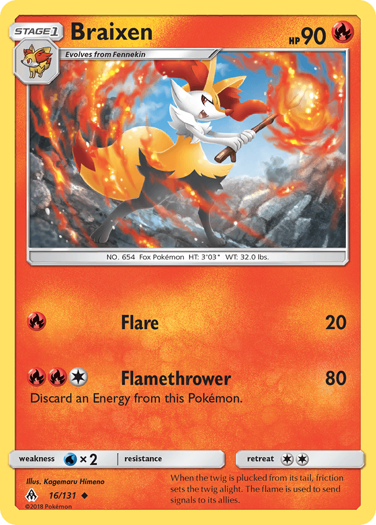 16, Fire, Normal, Reverse Holofoil, Sun & Moon: Forbidden Light, Uncommon, Water[×2] Braixen (16/131) [Sun & Moon: Forbidden Light] - Trading Card World