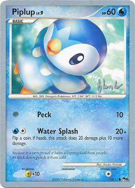 15, Common, Fighting[+10], Normal, Water, World Championships 2008 Piplup LV.9 (15/17) (Empotech - Dylan Lefavour) [World Championships 2008] - Trading Card World