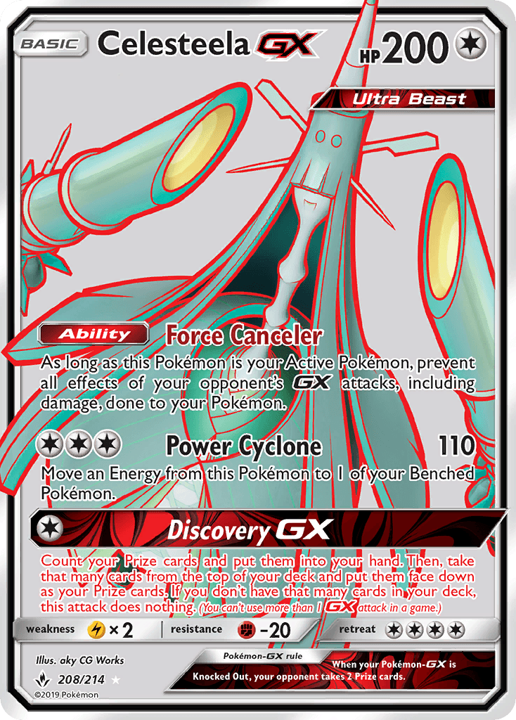 208, Colorless, Fighting[-20], Holofoil, Lightning[×2], Sun & Moon: Unbroken Bonds, Ultra Rare Celesteela GX (208/214) [Sun & Moon: Unbroken Bonds] - Trading Card World