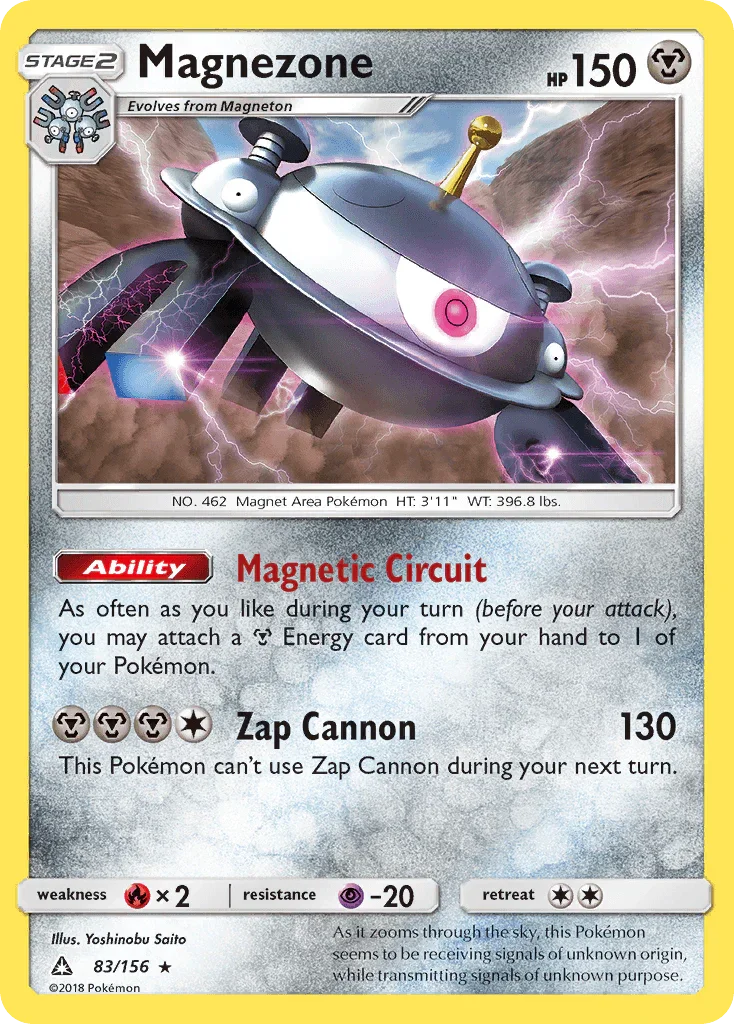 83, Fire[×2], Holo Rare, Holofoil, Metal, Psychic[-20], Reverse Holofoil, Sun & Moon: Ultra Prism Magnezone (83/156) [Sun & Moon: Ultra Prism] - Trading Card World
