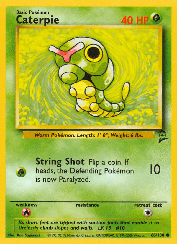 68, Base Set 2, Common, Fire[×2], Grass, Normal Caterpie (68/130) [Base Set 2] - Trading Card World