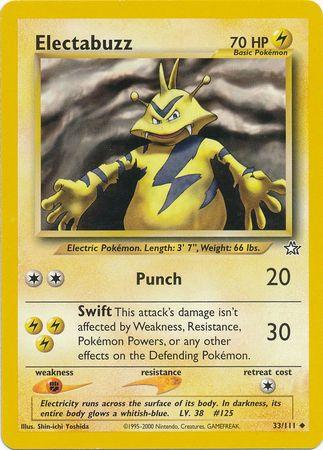 33, Fighting[×2], Lightning, Neo Genesis Unlimited, Normal, Uncommon Electabuzz (33/111) [Neo Genesis Unlimited] - Trading Card World