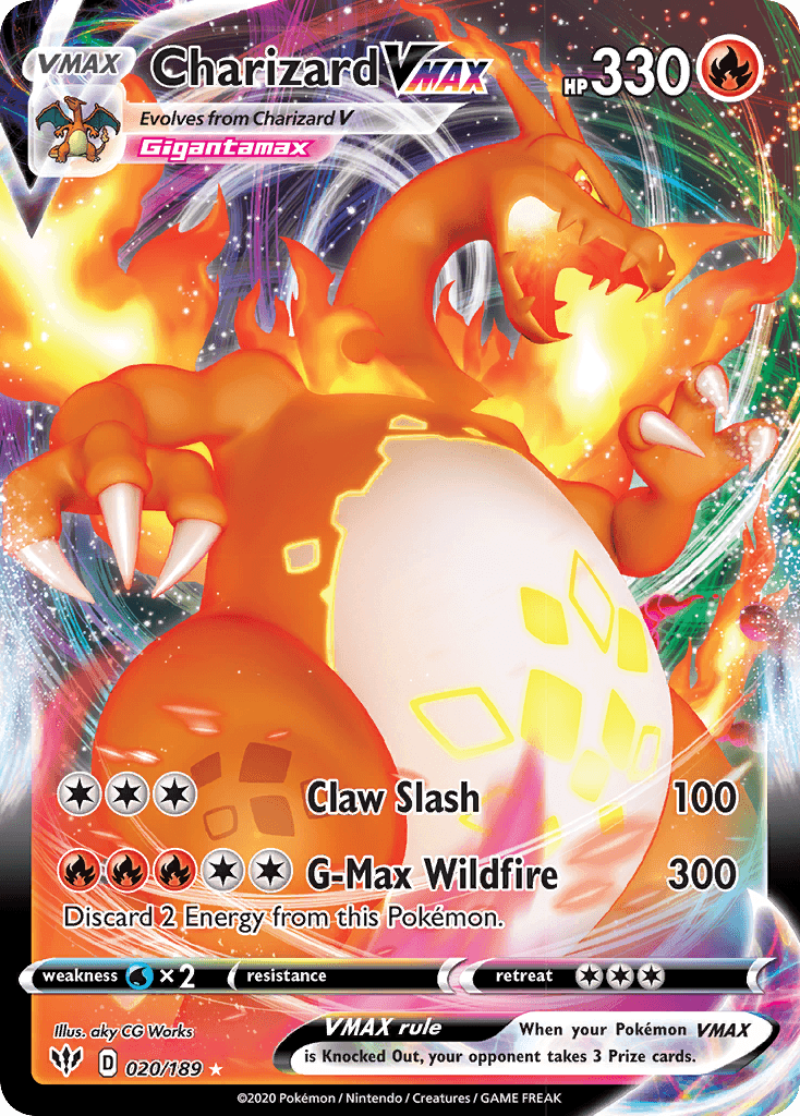 020, Fire, Holofoil, Sword & Shield: Darkness Ablaze, Ultra Rare, Water[×2] Charizard VMAX (020/189) [Sword & Shield: Darkness Ablaze] - Trading Card World