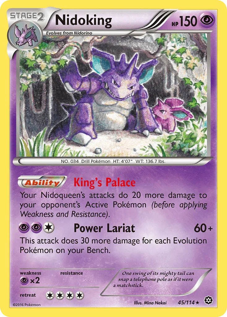 45, Normal, Psychic, Psychic[×2], Rare, Reverse Holofoil, XY: Steam Siege Nidoking (45/114) [XY: Steam Siege] - Trading Card World