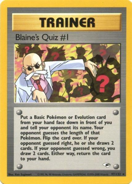 97, Gym Heroes Unlimited, Item, Normal, Rare Blaine's Quiz #1 (97/132) [Gym Heroes Unlimited] - Trading Card World