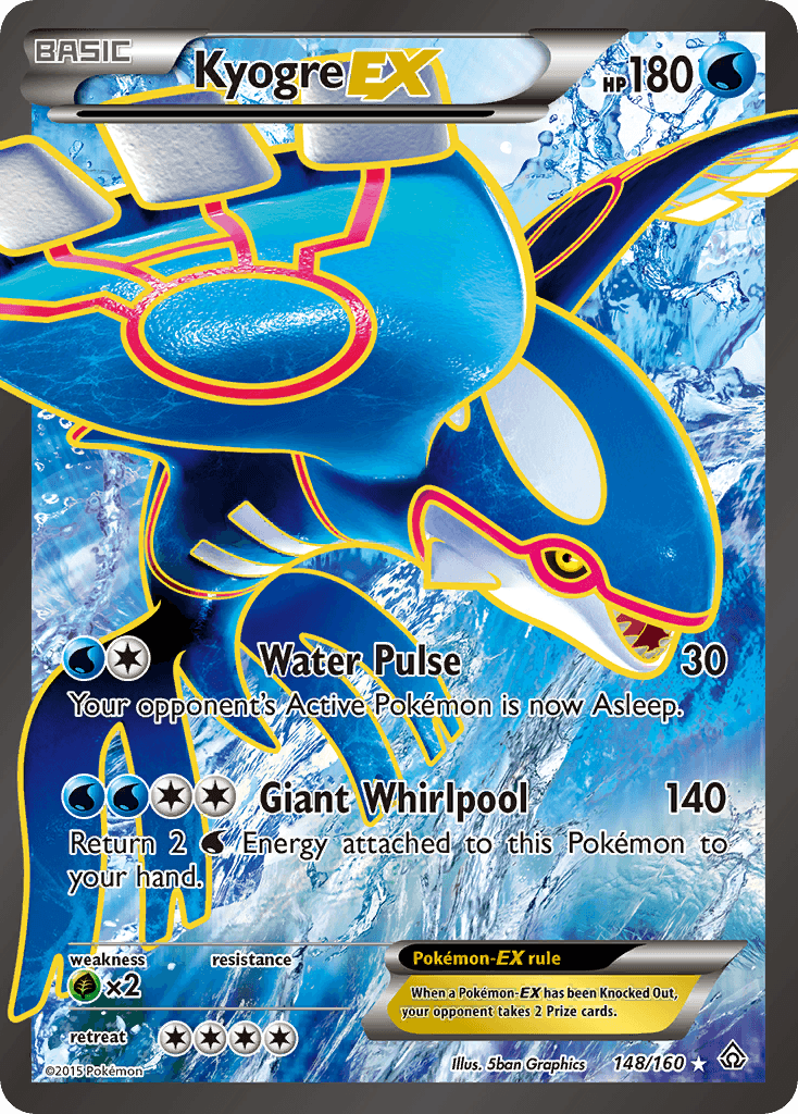 148, Grass[×2], Holofoil, Ultra Rare, Water, XY: Primal Clash Kyogre EX (148/160) [XY: Primal Clash] - Trading Card World