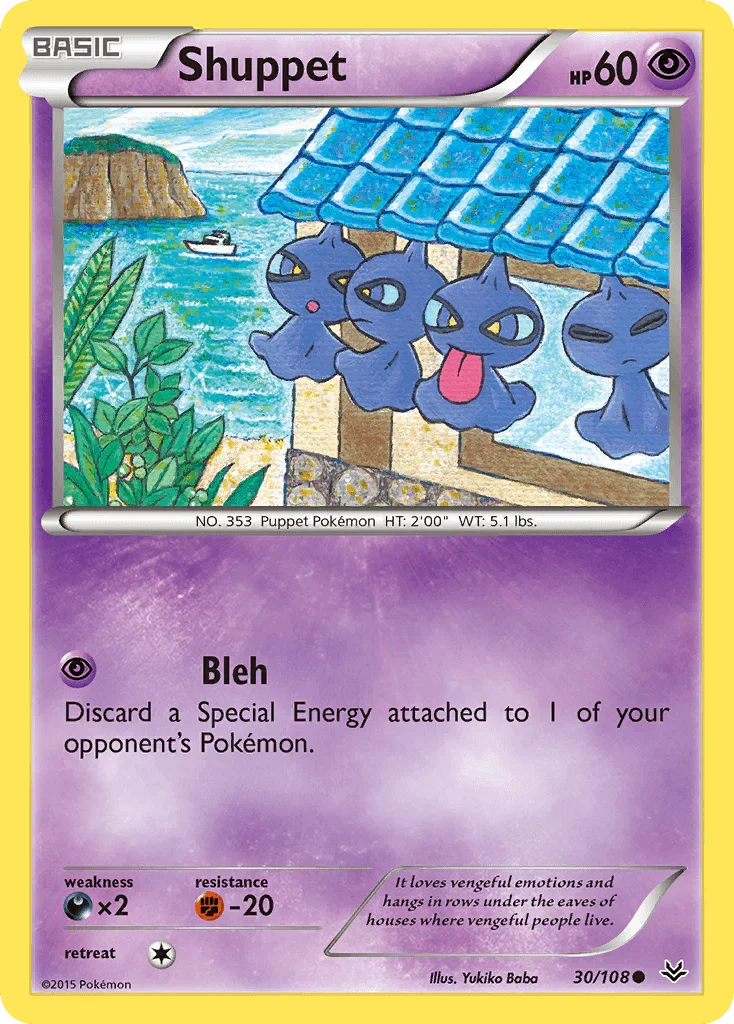 30, Common, Darkness[×2], Fighting[-20], Normal, Psychic, Reverse Holofoil, XY: Roaring Skies Shuppet (30/108) [XY: Roaring Skies] - Trading Card World