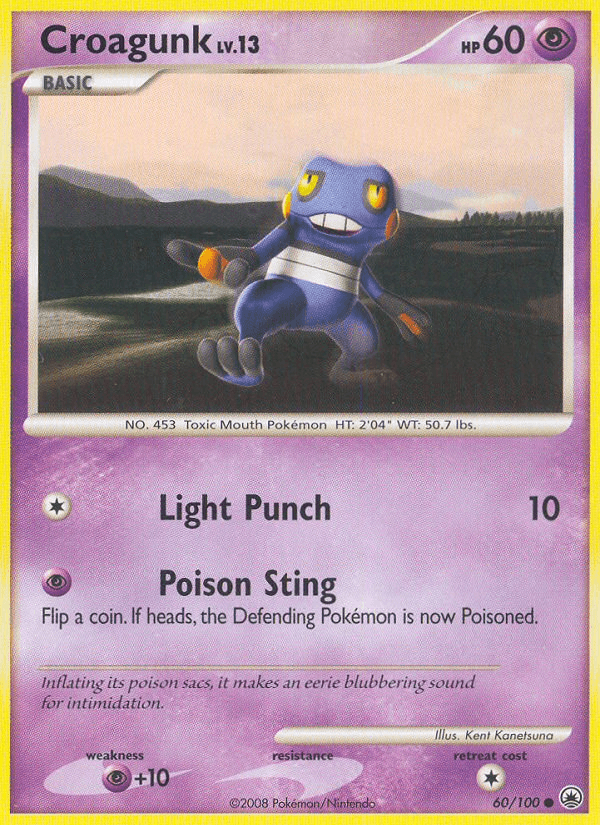 60, Common, Diamond & Pearl: Majestic Dawn, Normal, Psychic, Psychic[+10], Reverse Holofoil Croagunk (60/100) [Diamond & Pearl: Majestic Dawn] - Trading Card World