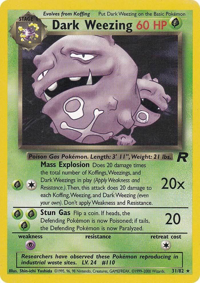 31, Grass, Normal, Psychic[×2], Rare, Team Rocket Unlimited Dark Weezing (31/82) [Team Rocket Unlimited] - Trading Card World