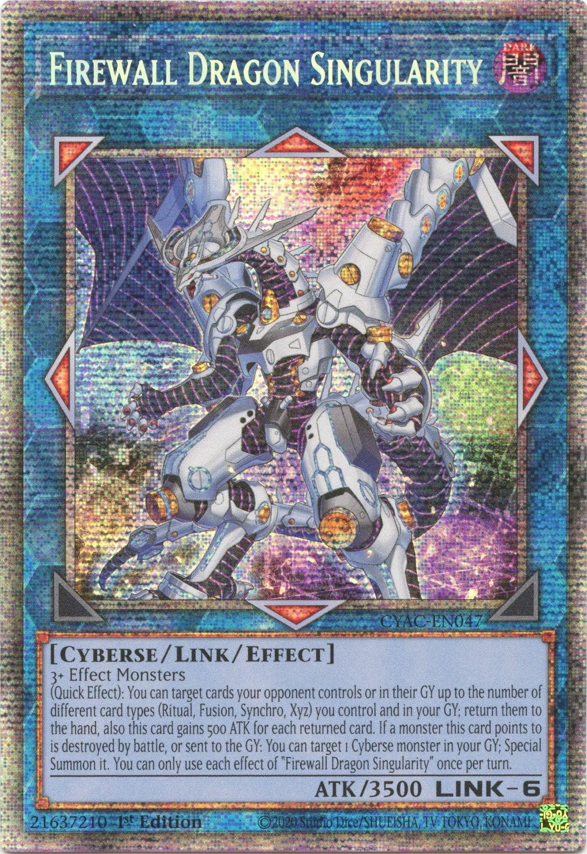 1st Edition, Cyberse, Cyberstorm Access, Dark, Link/Effect Monster, Starlight Rare Firewall Dragon Singularity [CYAC-EN047] Starlight Rare - Trading Card World