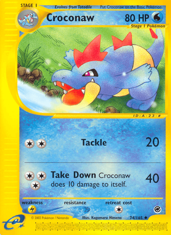 74, Expedition: Base Set, Lightning[×2], Normal, Reverse Holofoil, Uncommon, Water Croconaw (74/165) [Expedition: Base Set] - Trading Card World