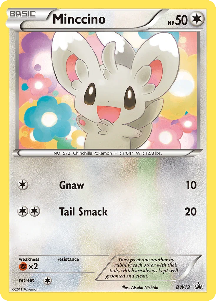 Black & White: Black Star Promos, BW13, Colorless, Fighting [x2], Holofoil, Promo Minccino (BW13) (Cracked Ice Holo) [Black & White: Black Star Promos] - Trading Card World