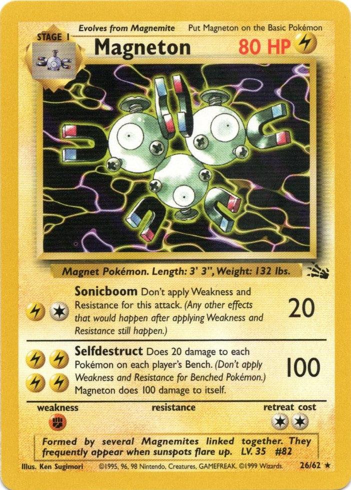 26, Fighting[×2], Fossil Unlimited, Lightning, Normal, Rare Magneton (26/62) [Fossil Unlimited] - Trading Card World