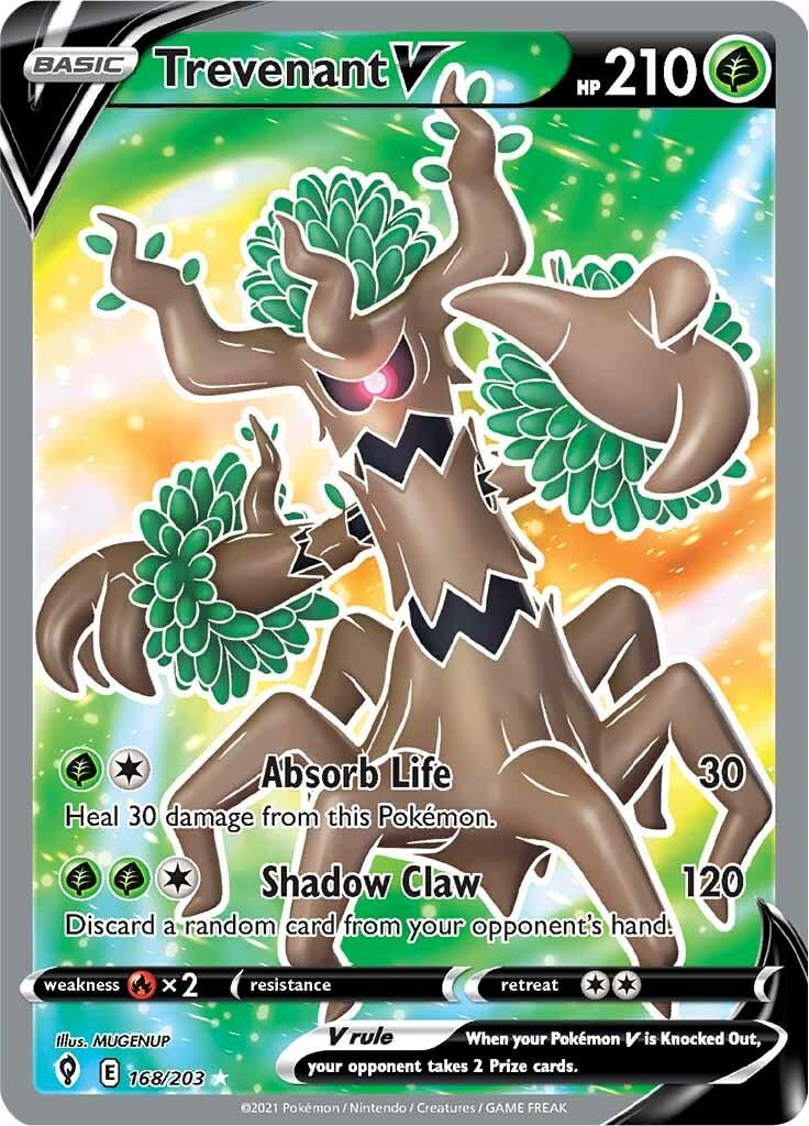 168, Fire [x2], Grass, Holofoil, Sword & Shield: Evolving Skies, Ultra Rare Trevenant V (168/203) [Sword & Shield: Evolving Skies] - Trading Card World