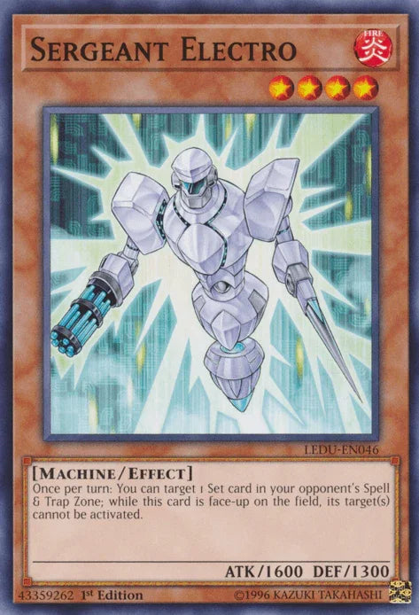 1st Edition, Common, Effect Monster, Fire, Legendary Duelists, Machine Sergeant Electro [LEDU-EN046] Common - Trading Card World