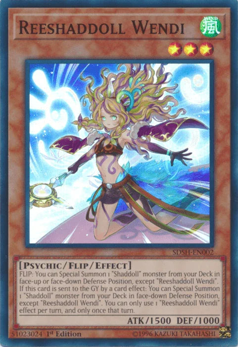 1st Edition, Flip/Effect Monster, Psychic, Structure Deck: Shaddoll Showdown, Super Rare, Unlimited, Wind Reeshaddoll Wendi [SDSH-EN002] Super Rare - Trading Card World