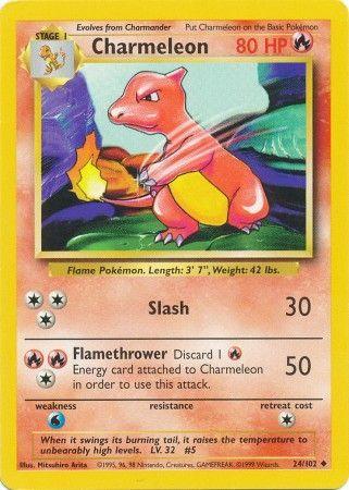 24, Base Set Unlimited, Fire, Normal, Uncommon, Water[×2] Charmeleon (24/102) [Base Set Unlimited] - Trading Card World
