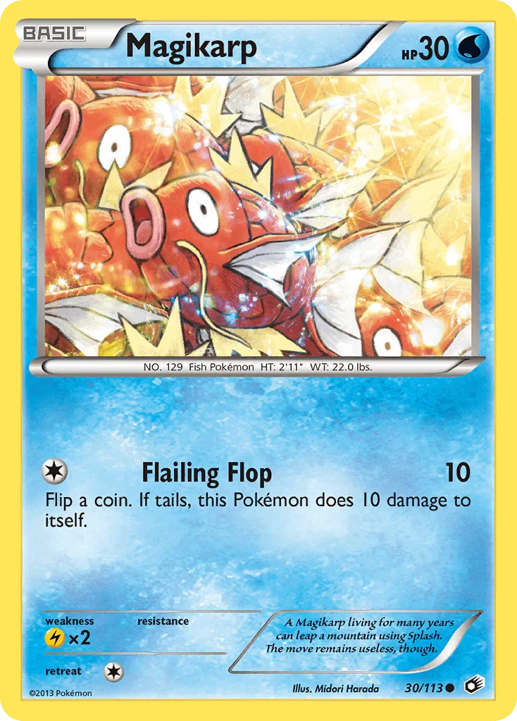 30, Black & White: Legendary Treasures, Common, Lightning[×2], Normal, Reverse Holofoil, Water Magikarp (30/113) [Black & White: Legendary Treasures] - Trading Card World