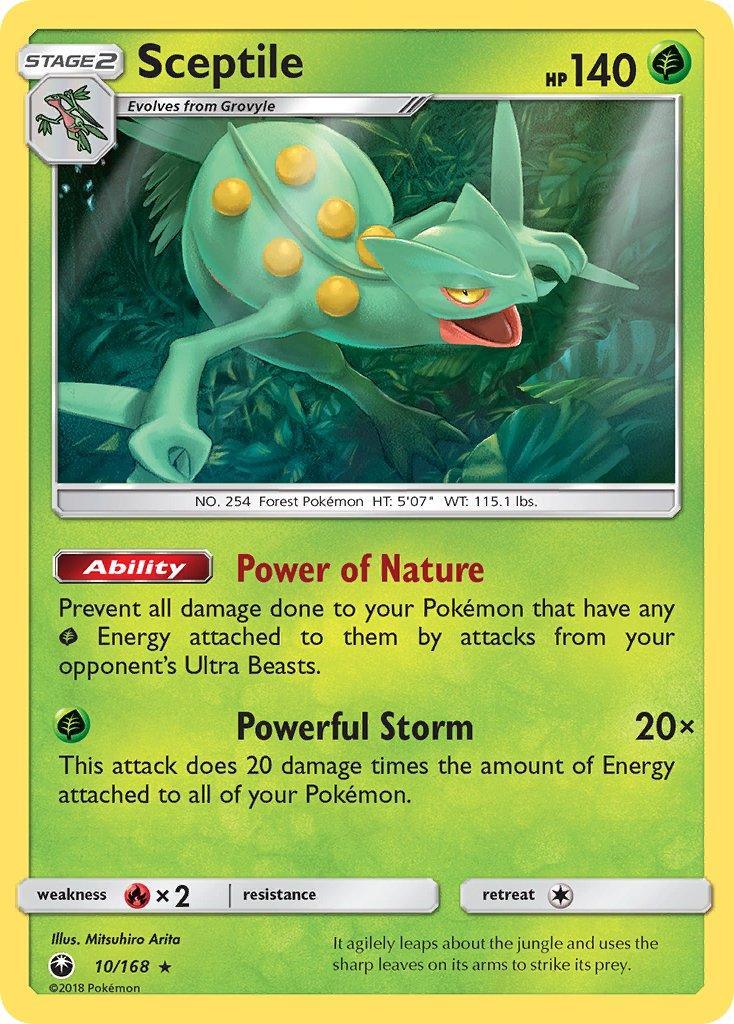 10, Fire[×2], Grass, Holo Rare, Holofoil, Sun & Moon: Celestial Storm Sceptile (10/168) (Theme Deck Exclusive) [Sun & Moon: Celestial Storm] - Trading Card World