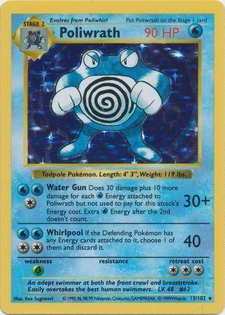 13, Base Set Shadowless Unlimited, Grass[×2], Holo Rare, Holofoil, Water Poliwrath (13/102) [Base Set Shadowless Unlimited] - Trading Card World