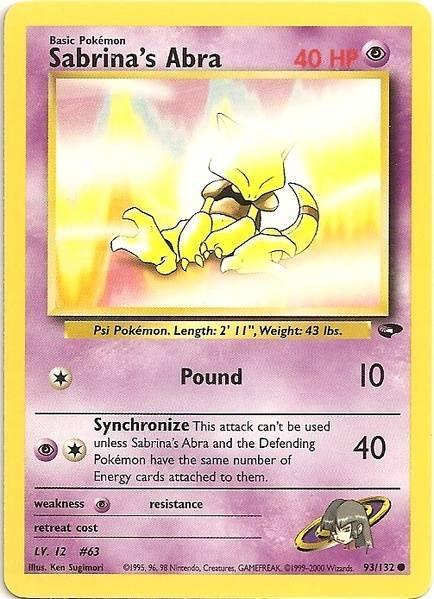 93, Common, Gym Challenge Unlimited, Normal, Psychic, Psychic[×2] Sabrina's Abra (93/132) [Gym Challenge Unlimited] - Trading Card World
