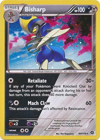64, Darkness, Fighting[×2], Holofoil, Metal, Promo, Psychic[-20], XY: Steam Siege Bisharp (64/114) (Cosmos Holo) [XY: Steam Siege] - Trading Card World