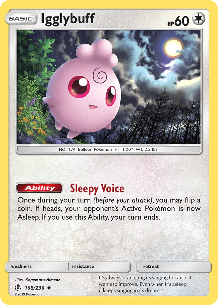 168, Colorless, Normal, Reverse Holofoil, Sun & Moon: Cosmic Eclipse, Uncommon Igglybuff (168/236) [Sun & Moon: Cosmic Eclipse] - Trading Card World