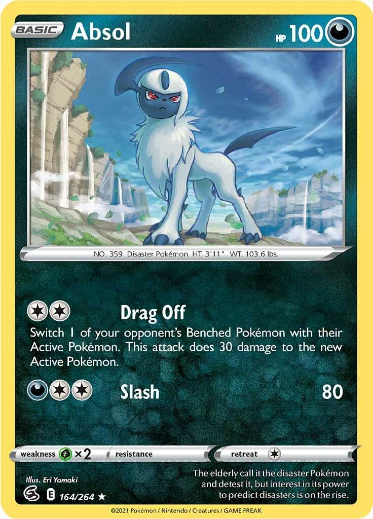 164, Darkness, Grass [x2], Normal, Rare, Reverse Holofoil, Sword & Shield: Fusion Strike Absol (164/264) [Sword & Shield: Fusion Strike] - Trading Card World