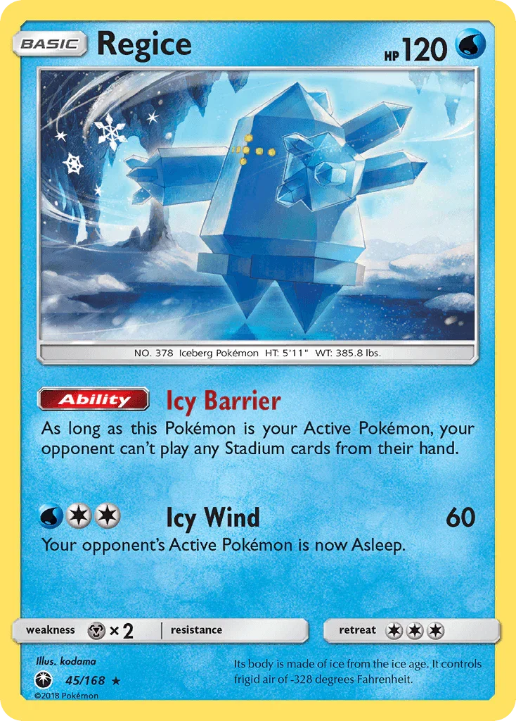 45, Metal[×2], Normal, Rare, Reverse Holofoil, Sun & Moon: Celestial Storm, Water Regice (45/168) [Sun & Moon: Celestial Storm] - Trading Card World