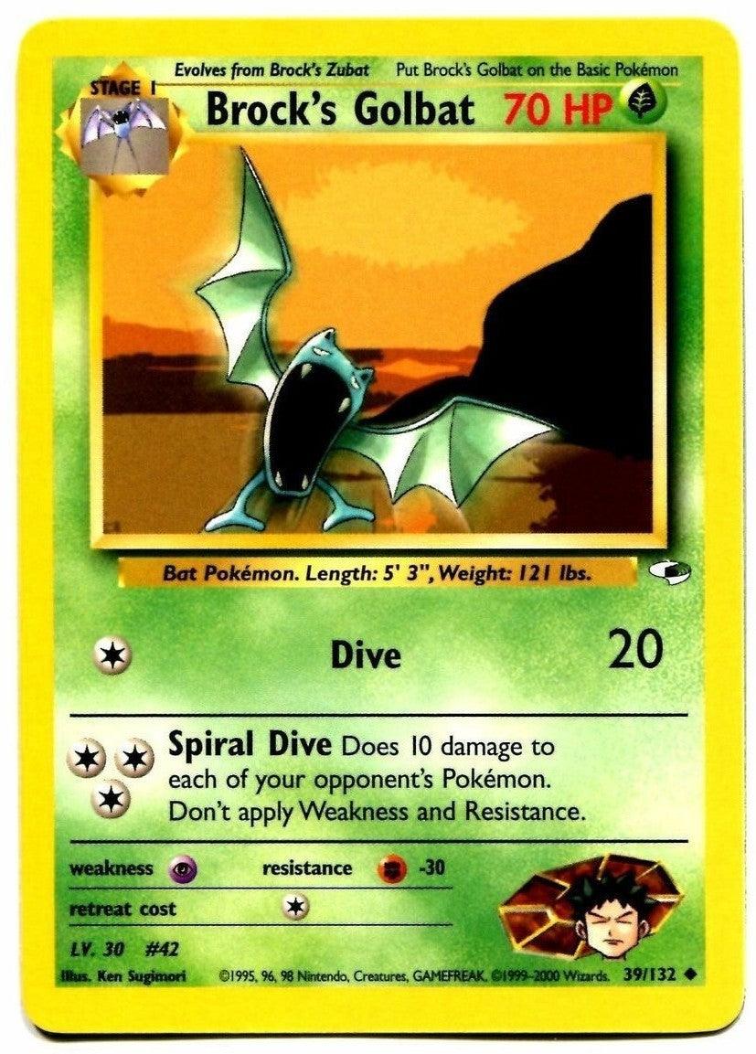 39, Fighting[-30], Grass, Gym Heroes Unlimited, Normal, Psychic[×2], Uncommon Brock's Golbat (39/132) [Gym Heroes Unlimited] - Trading Card World