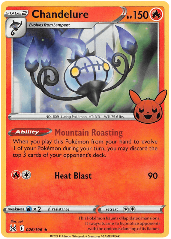 026, Fire, Holofoil, Promo, Trick or Trade 2023, Water [x2] Chandelure (026/196) [Trick or Trade 2023] - Trading Card World