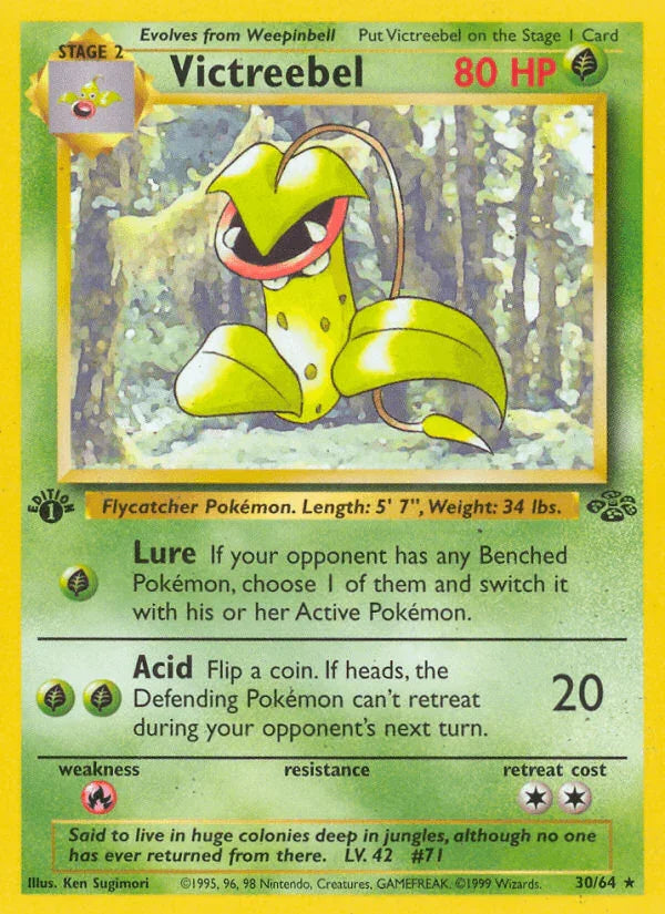 1st Edition Normal, 30, Fire[×2], Grass, Jungle 1st Edition, Rare Victreebel (30/64) [Jungle 1st Edition] - Trading Card World