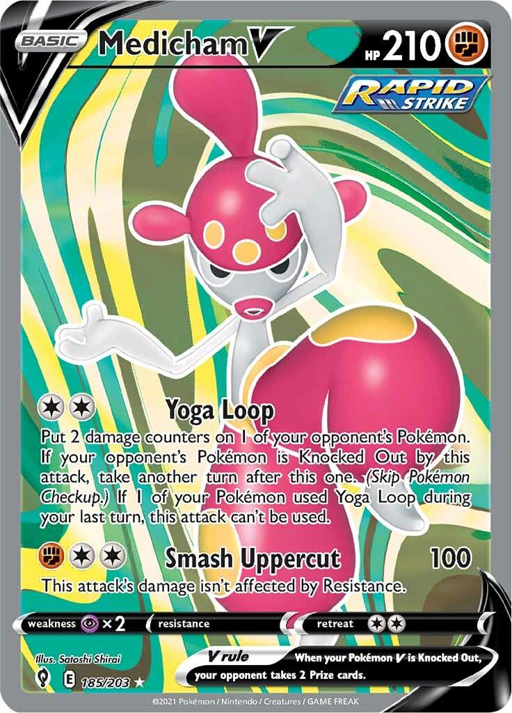 185, Fighting, Holofoil, Psychic [x2], Sword & Shield: Evolving Skies, Ultra Rare Medicham V (185/203) [Sword & Shield: Evolving Skies] - Trading Card World
