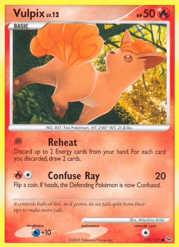 102, Common, Fire, Normal, Platinum: Base Set, Reverse Holofoil, Water[+10] Vulpix (102/127) [Platinum: Base Set] - Trading Card World