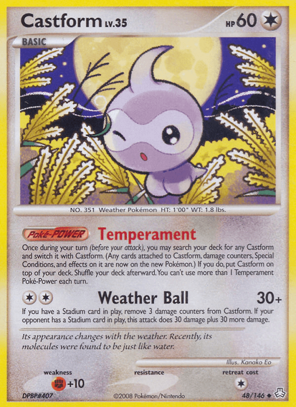 48, Colorless, Diamond & Pearl: Legends Awakened, Fighting[+10], Normal, Reverse Holofoil, Uncommon Castform (48/146) [Diamond & Pearl: Legends Awakened] - Trading Card World