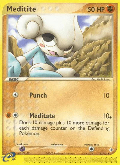 37, EX: Dragon, Fighting, Normal, Psychic[×2], Reverse Holofoil, Uncommon Meditite (37/97) [EX: Dragon] - Trading Card World