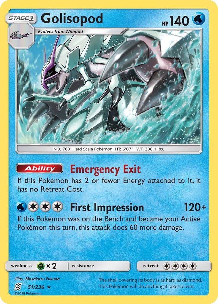 51, Grass[×2], Holo Rare, Holofoil, Sun & Moon: Unified Minds, Water Golisopod (51/236) (Cosmos Holo) (Blister Exclusive) [Sun & Moon: Unified Minds] - Trading Card World
