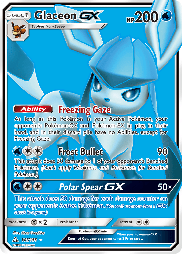 141, Holofoil, Metal[×2], Sun & Moon: Ultra Prism, Ultra Rare, Water Glaceon GX (141/156) [Sun & Moon: Ultra Prism] - Trading Card World