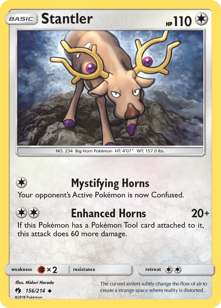 156, Colorless, Fighting[×2], Normal, Reverse Holofoil, Sun & Moon: Lost Thunder, Uncommon Stantler (156/214) [Sun & Moon: Lost Thunder] - Trading Card World