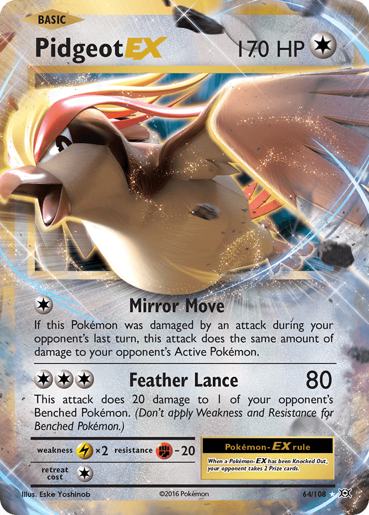 64, Colorless, Fighting[-20], Holofoil, Lightning[×2], Ultra Rare, XY: Evolutions Pidgeot EX (64/108) [XY: Evolutions] - Trading Card World